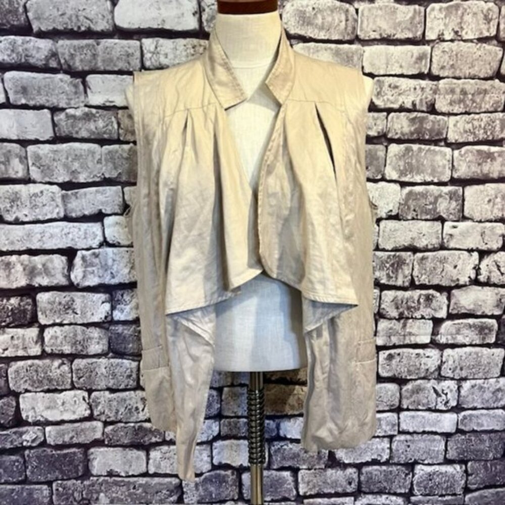 Chico's Khaki Draped Front No Close Vest Size Large